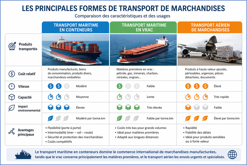 Les principales formes de transport de marchandises